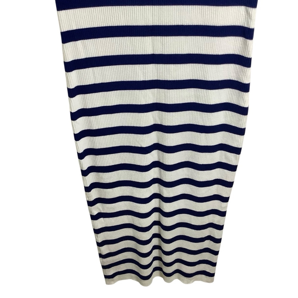 J. Crew Striped Ribbed Henley Midi Sweater Dress Nautical Knit - Picture 6 of 8